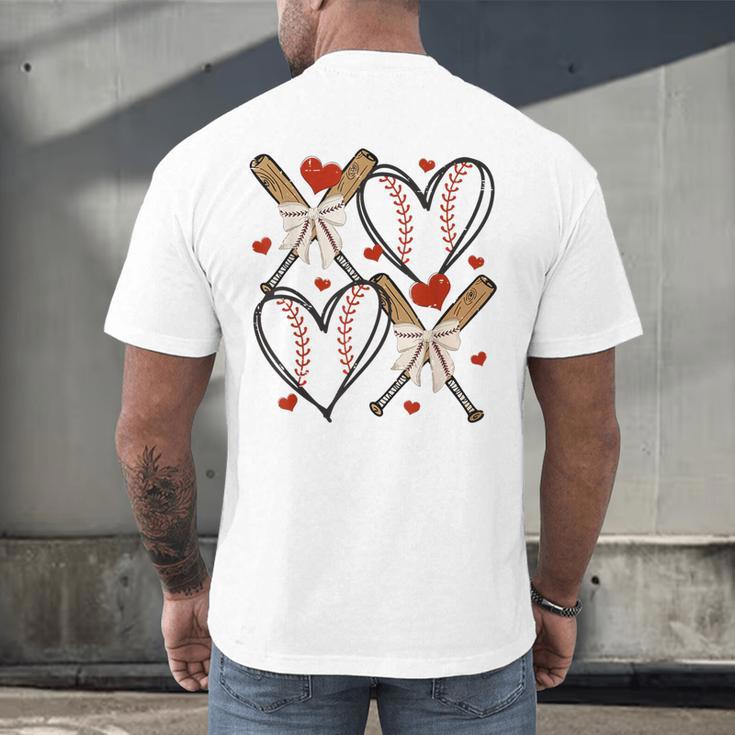 Coquette Bow XOXO Baseball Lover Heart Valentine Game Day Men's Back Print T-Shirt Coquette Bow XOXO Baseball Lover Heart Valentine Game Day Men's Back Print T-Shirt