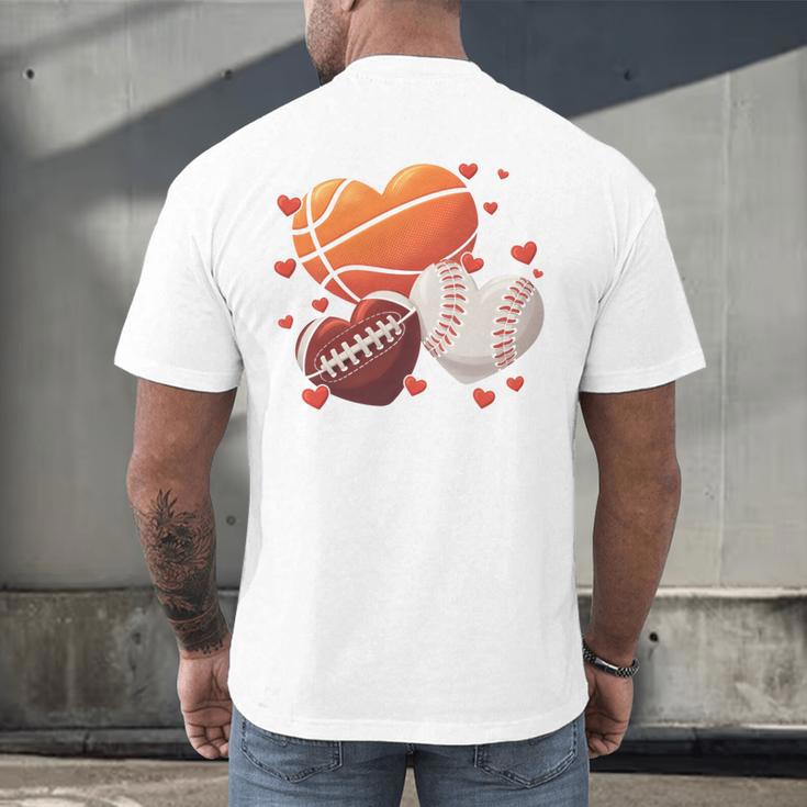 Football Basketball Baseball Heart Valentine Boys Men Kid Men's Back Print T-Shirt