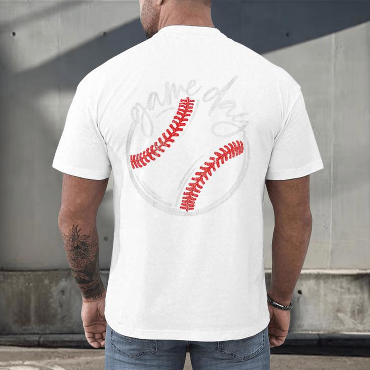 Game Day Baseball Baseball Lovers Softball Life Mom Premium Tri-Blend Men's Back Print T-Shirt