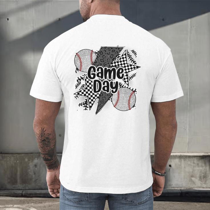 Game Day Baseball Retro Checkered Baseball Men's Back Print T-Shirt