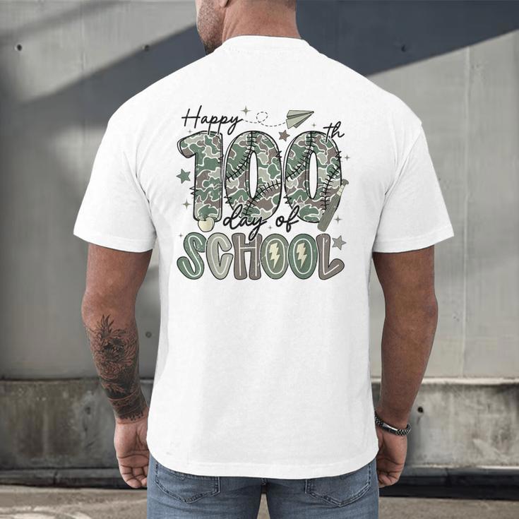 Happy 100th Day Of School Baseball Camo Boys Kids Toddler Men's Back Print T-Shirt