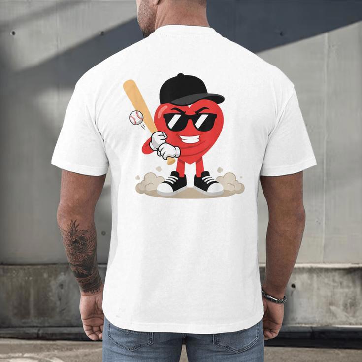 Heart Playing Baseball Valentine Baseball Men's Back Print T-Shirt Heart Playing Baseball Valentine Baseball Men's Back Print T-Shirt