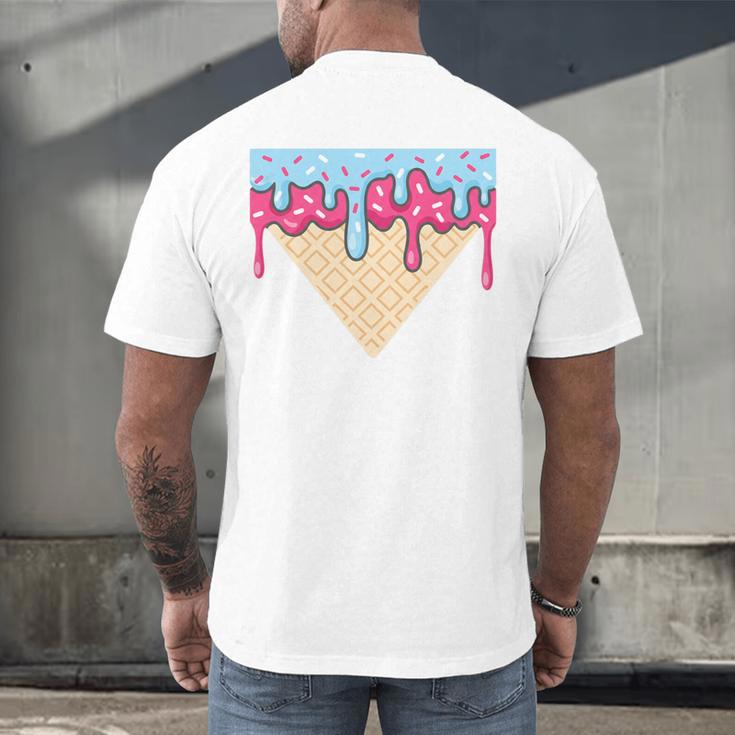 Ice Cream Baseball Cone Dripping Sprinkles Kids Boys Summer Premium Tri-Blend Men's Back Print T-Shirt