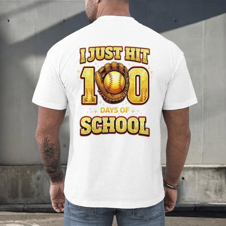 I Just Hit 100 Days Of School Baseball Boys Kids 100th Day Men's Back Print T-Shirt I Just Hit 100 Days Of School Baseball Boys Kids 100th Day Men's Back Print T-Shirt