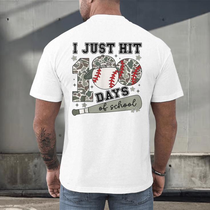 I Just Hit 100 Days Of School Camo Baseball 100 Days Smarter Men's Back Print T-Shirt I Just Hit 100 Days Of School Camo Baseball 100 Days Smarter Men's Back Print T-Shirt