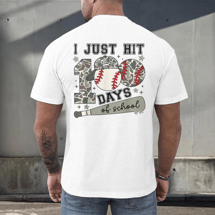 I Just Hit 100 Days Of School Teacher Baseball Boys Kids Men's Back Print T-Shirt I Just Hit 100 Days Of School Teacher Baseball Boys Kids Men's Back Print T-Shirt