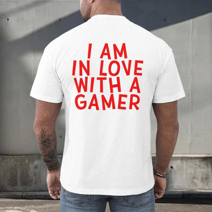 I Am In Love With A Gamer Cute Valentines Day Gamer Couple Raglan Baseball Tee Men's Back Print T-Shirt