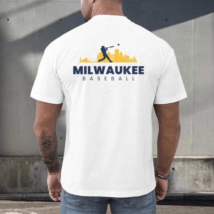 Milwaukee Baseball Minimalist City Skyline Baseball Lover Men's Back Print T-Shirt Milwaukee Baseball Minimalist City Skyline Baseball Lover Men's Back Print T-Shirt