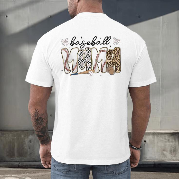 Preppy Baseball Mama Coquette Bow Game Day Mom Mother Men's Back Print T-Shirt Preppy Baseball Mama Coquette Bow Game Day Mom Mother Men's Back Print T-Shirt
