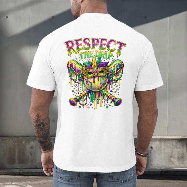 Respect The Drip Mardi Gras Baseball Ice Cream Boys Carnival Men's Back Print T-Shirt Respect The Drip Mardi Gras Baseball Ice Cream Boys Carnival Men's Back Print T-Shirt