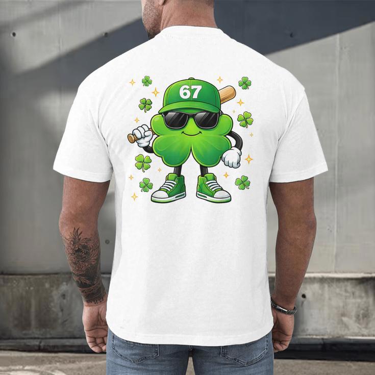 Shamrocks Playing Baseball St Patricks Day 6 7 Meme Men Boys Men's Back Print T-Shirt