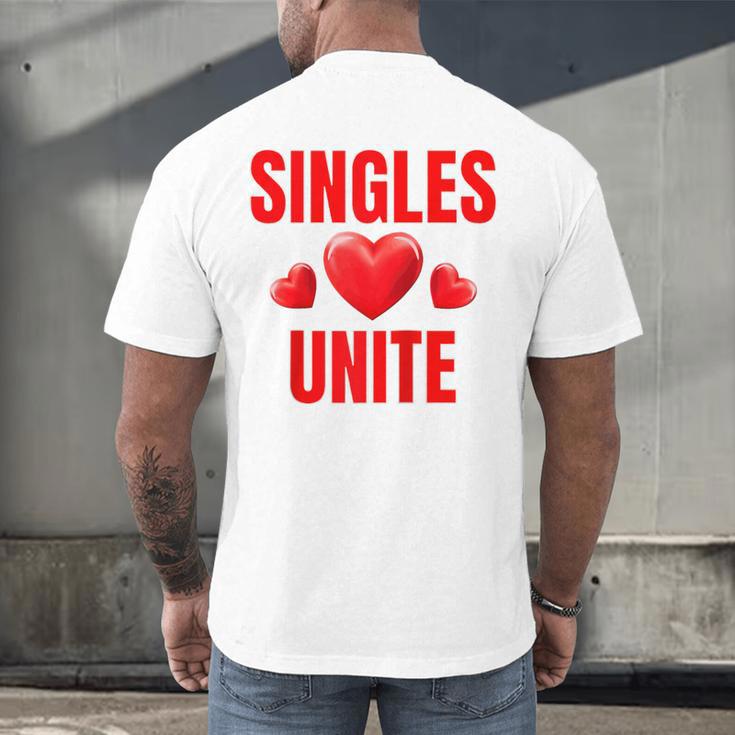 Singles Unite Valentines Day Humor For Singles Raglan Baseball Tee Men's Back Print T-Shirt