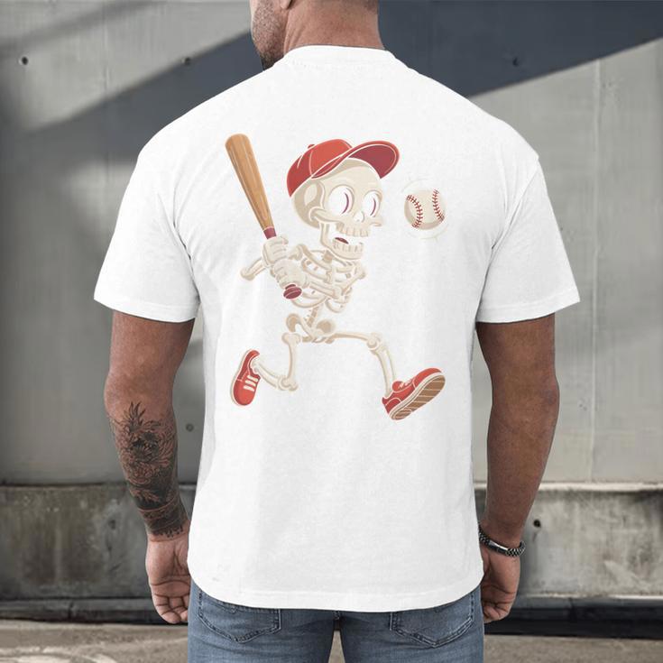 Skeleton Batting Baseball Halloween Boys Men Kids Men's Back Print T-Shirt Skeleton Batting Baseball Halloween Boys Men Kids Men's Back Print T-Shirt