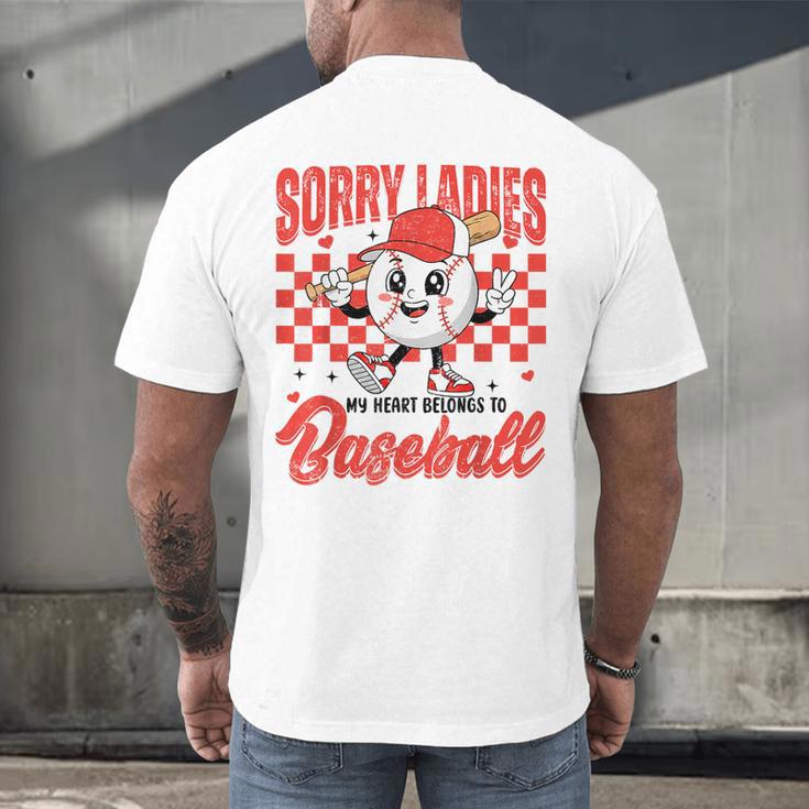 Sorry Ladies My Heart Belongs To Baseball Valentines Boys Men's Back Print T-Shirt Sorry Ladies My Heart Belongs To Baseball Valentines Boys Men's Back Print T-Shirt