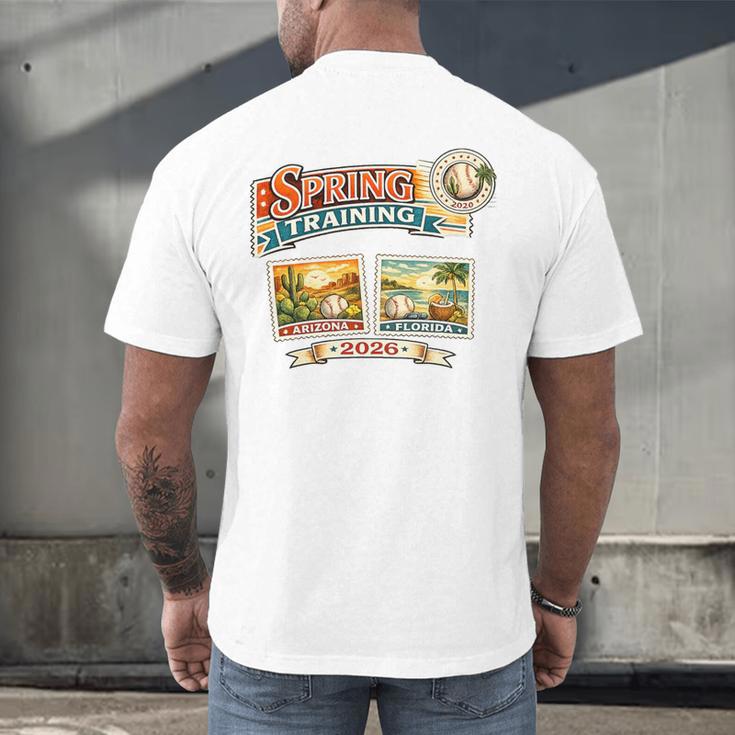 Spring Training 2026 Retro Postcard Baseball Premium Tri-Blend Men's Back Print T-Shirt