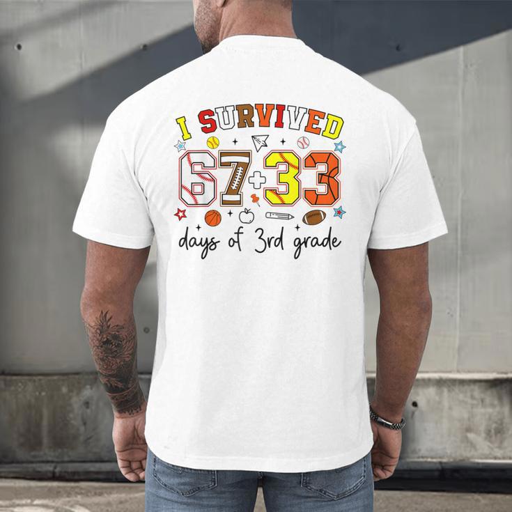 I Survived 6733 Days Baseball Football Softball 3rd Grade Men's Back Print T-Shirt I Survived 6733 Days Baseball Football Softball 3rd Grade Men's Back Print T-Shirt