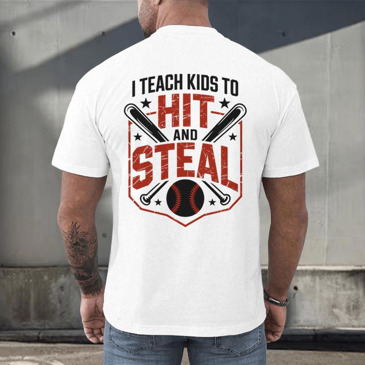 I Teach Kids To Hit And Steal Baseball Softball Coach Premium Tri-Blend Men's Back Print T-Shirt I Teach Kids To Hit And Steal Baseball Softball Coach Premium Tri-Blend Men's Back Print T-Shirt