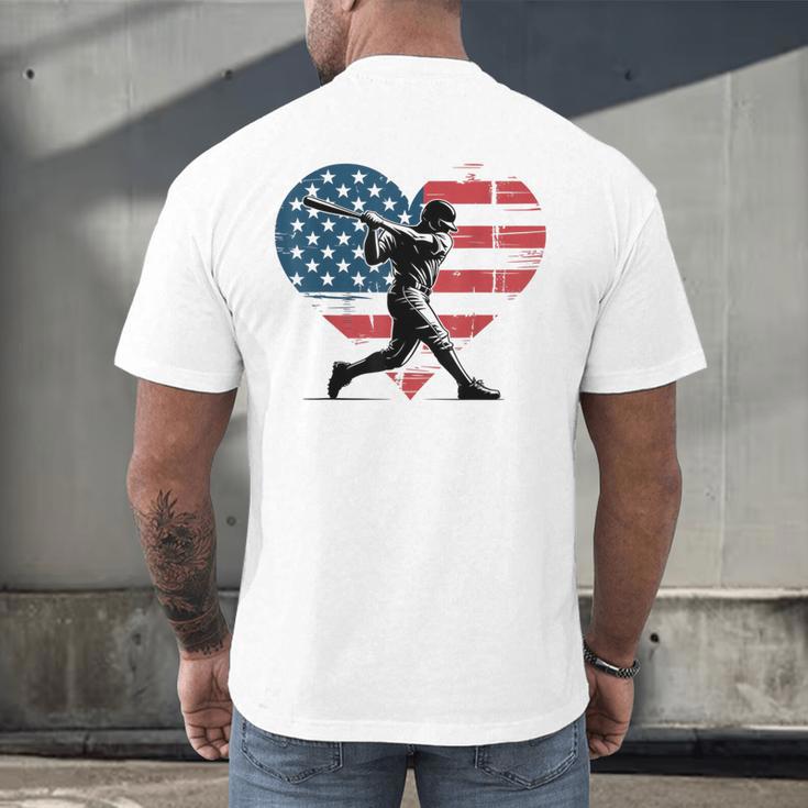 Valentines Baseball Batter Silhouette Heart Men Boys Kid Men's Back Print T-Shirt Valentines Baseball Batter Silhouette Heart Men Boys Kid Men's Back Print T-Shirt