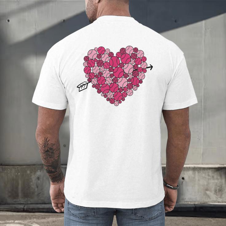 Valentine's Day Baseball Heart Softball Player Sports Lover Men's Back Print T-Shirt Valentine's Day Baseball Heart Softball Player Sports Lover Men's Back Print T-Shirt