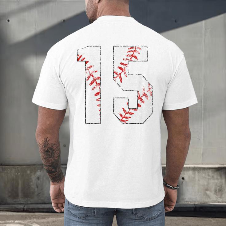 Vintage Distressed Baseball Number 15 Jersey Player Uniform Men's Back Print T-Shirt Vintage Distressed Baseball Number 15 Jersey Player Uniform Men's Back Print T-Shirt