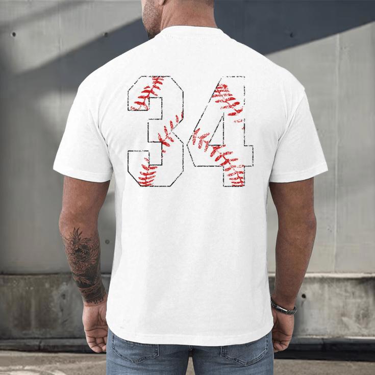 Vintage Distressed Baseball Number 34 Jersey Player Uniform Men's Back Print T-Shirt Vintage Distressed Baseball Number 34 Jersey Player Uniform Men's Back Print T-Shirt