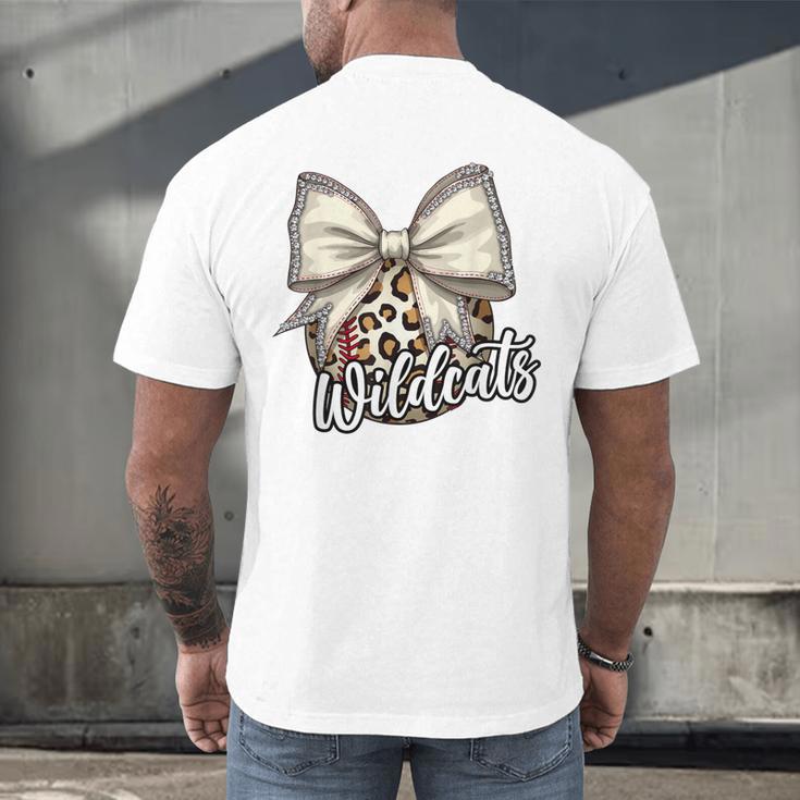 Wildcats Baseball Leopard Print Coquette Bow Mascot Game Day Men's Back Print T-Shirt Wildcats Baseball Leopard Print Coquette Bow Mascot Game Day Men's Back Print T-Shirt