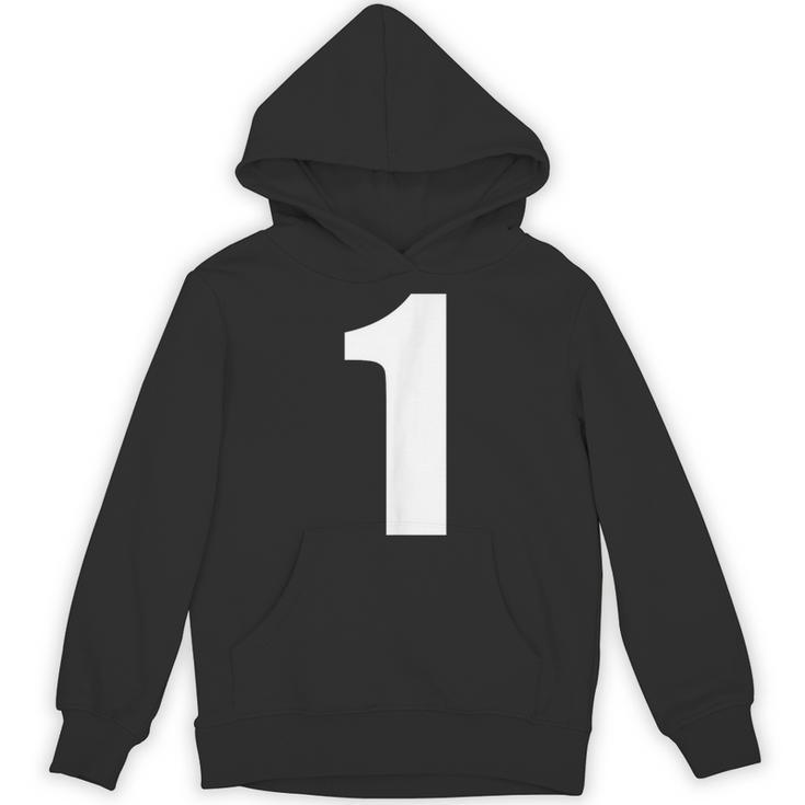 1 数字 シンプル 番号 ユニフォーム ナンバー 大きな文字【ホワイト／白 文字】スポーツ 野球 サッカー 部活 パーカー