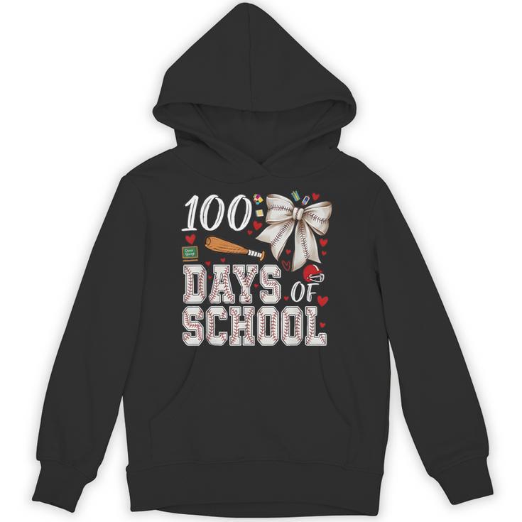 100 Days Of School Baseball 100th Day Of School Coquette Bow Unisex Hoodie