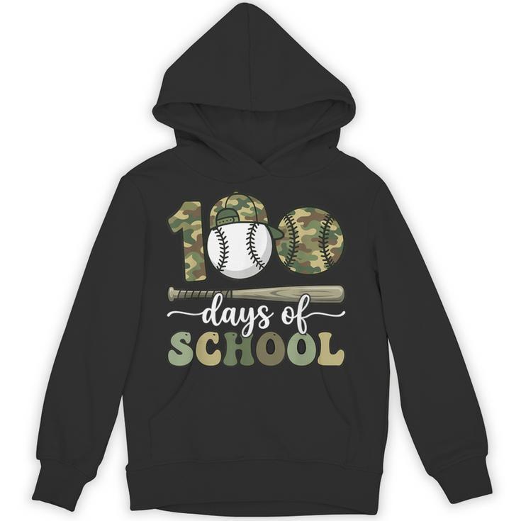 100 Days Of School Baseball Camo Art For Boys Kids Students Unisex Hoodie