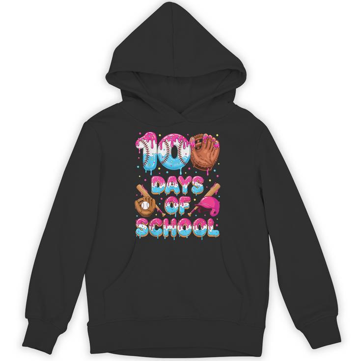 100 Days Of School Baseball Donut Dripping Teacher Boys Kids Unisex Hoodie