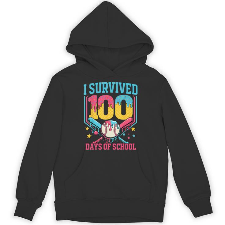 100 Days Of School Baseball Drip 100 Days Boy Girl Kids Unisex Hoodie