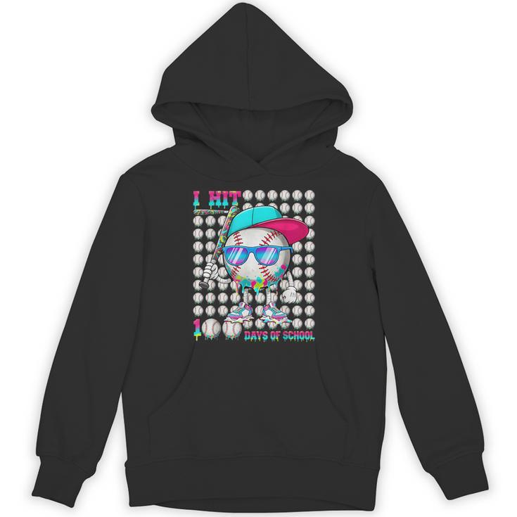 100 Days Of School Baseball Drip Ice Cream Boys Kids Unisex Hoodie