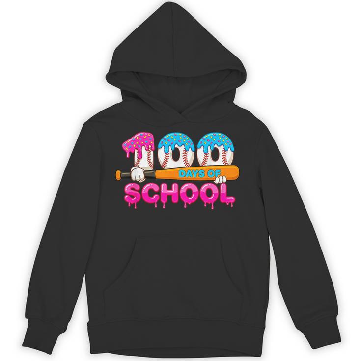 100 Days Of School Baseball Ice Cream Drip For Teacher Kid Unisex Hoodie