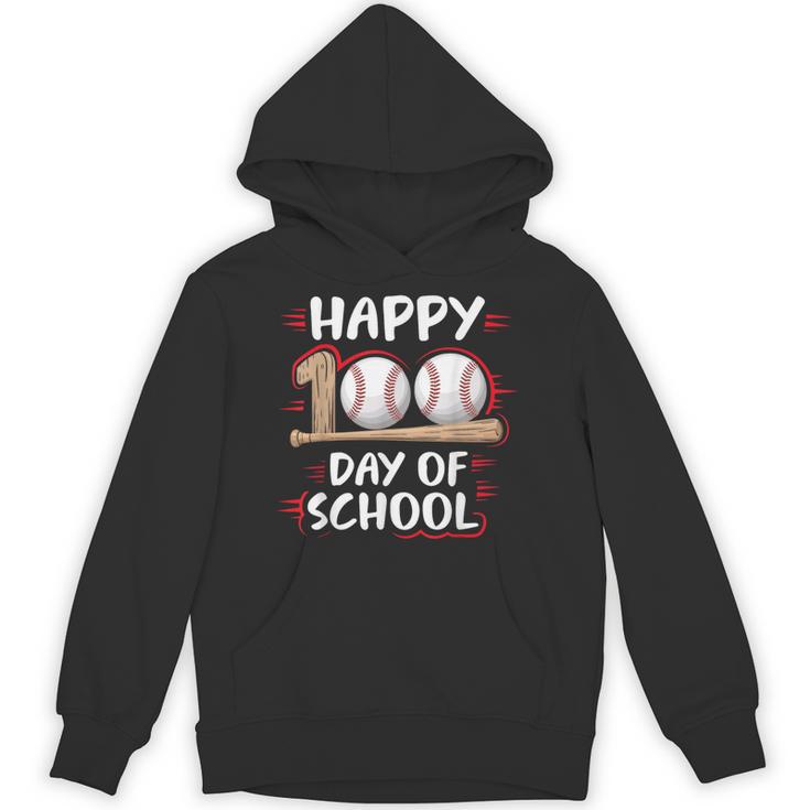 100 Days Of School Baseball Theme Kids Teens Boys 100th Day Unisex Hoodie
