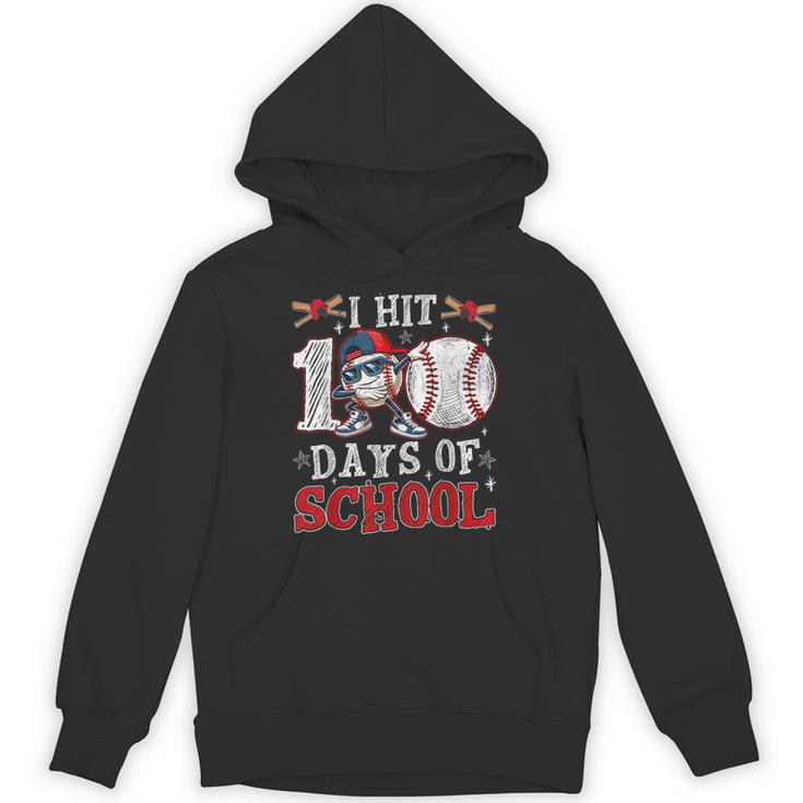 100 Days Of School Dabbing Baseball Hit Student Kids Boys Unisex Hoodie