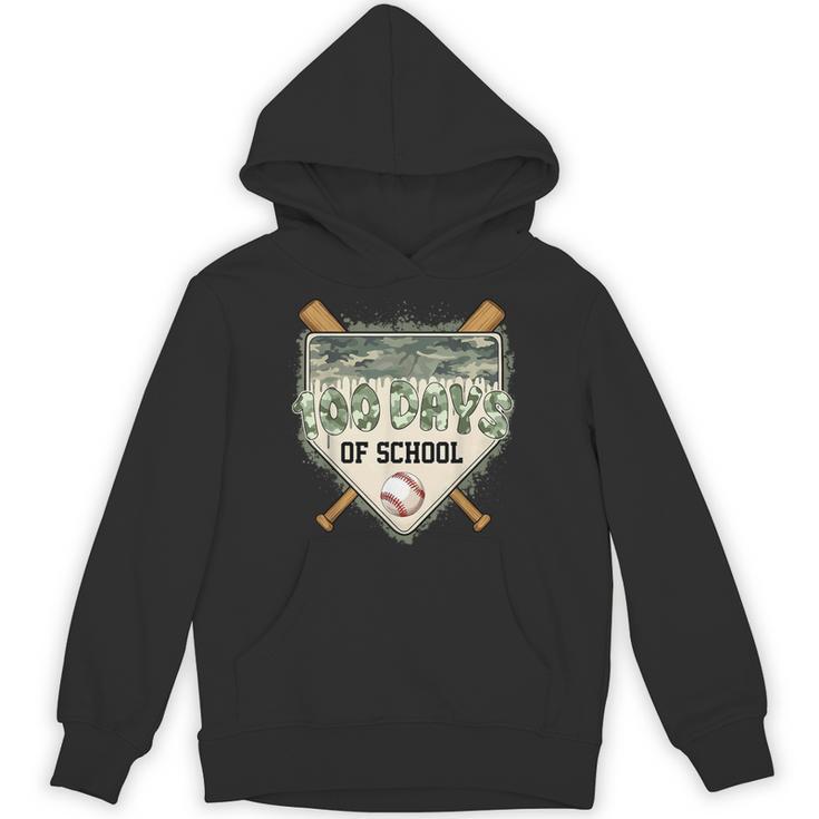 100 Days Of School Home Plate Camo Baseball Dripping Boys Unisex Hoodie