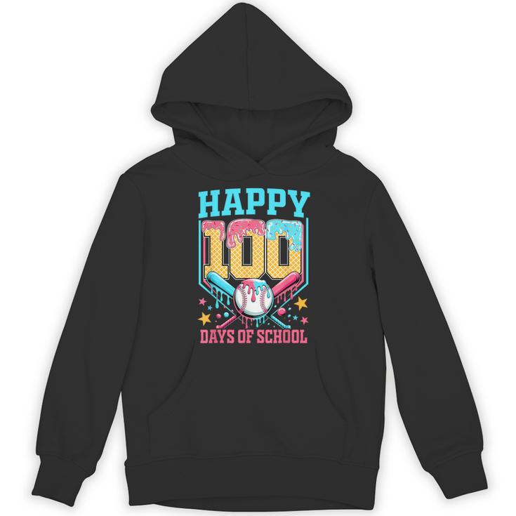 100 Days Of School Kids Baseball Drip 100th Day Of School Unisex Hoodie
