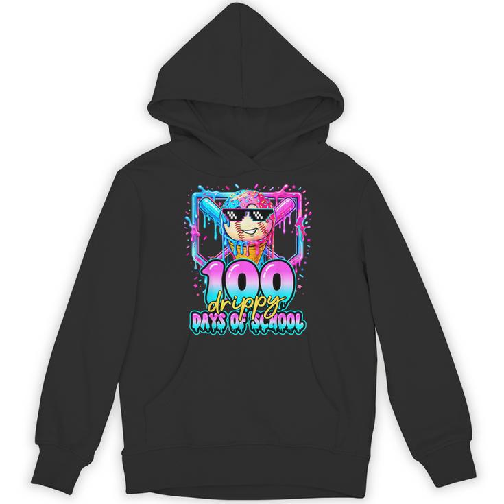 100 Drippy Days Of School Baseball Ice Cream 100th Day Boys Unisex Hoodie