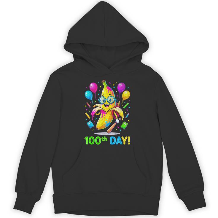 100th Day Of School Banana Baseball Drip For Kids Youth Girl Unisex Hoodie