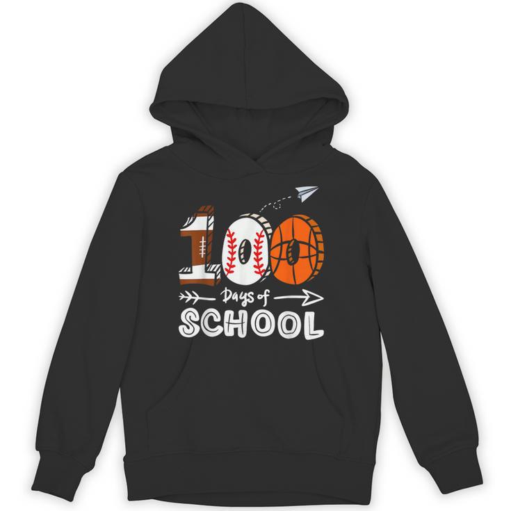 100th Day Of School Basketball Baseball Football Kids Boys Unisex Hoodie