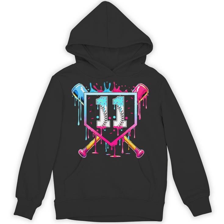 11th Birthday Boys Baseball Ice Cream Drip Boys Baseball Unisex Hoodie