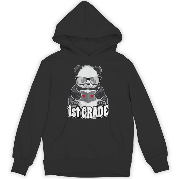 1st Grade Back To School Panda Book Reader Teacher Heart Unisex Hoodie