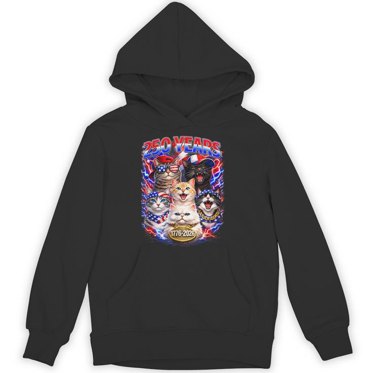 250 Years Cat American Flag 250Th Anniversary 4Th Of July Hoodie