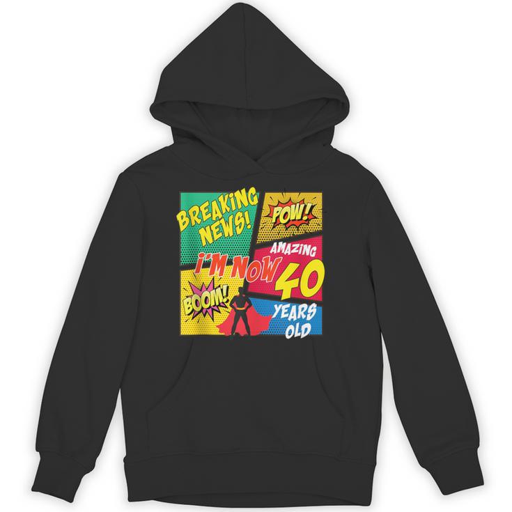 40 Years Old Birthday Comic Style Book Lover Party Unisex Hoodie
