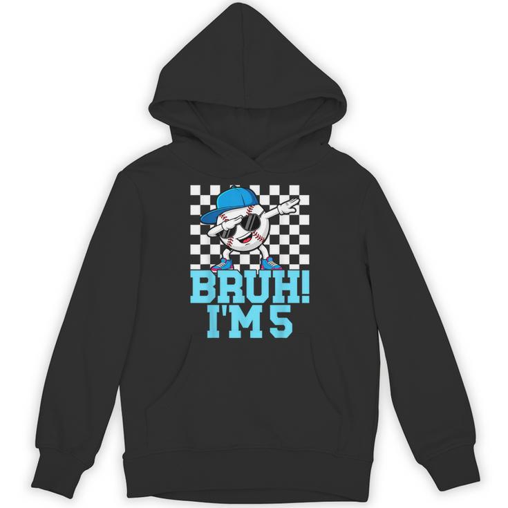 5th Birthday Dabbing Baseball Boys Bruh I'm 5 Year Old Unisex Hoodie