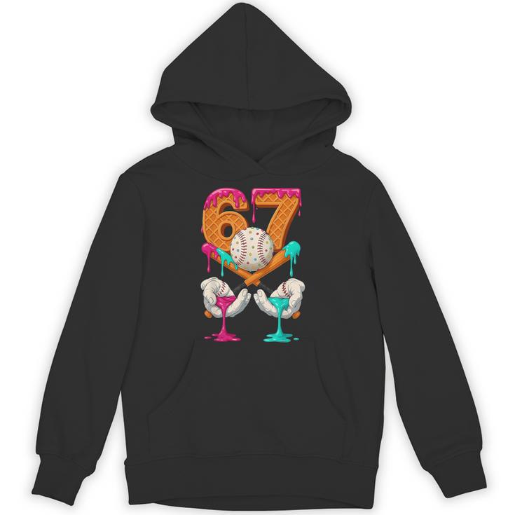 6 7 Ice Cream Drip Baseball Number 67 Player Boy Girl Kids Unisex Hoodie