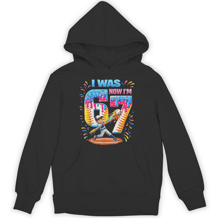 I Was 6 Now I'm 7 Baseball Birthday Boy For Teens Kids Unisex Hoodie