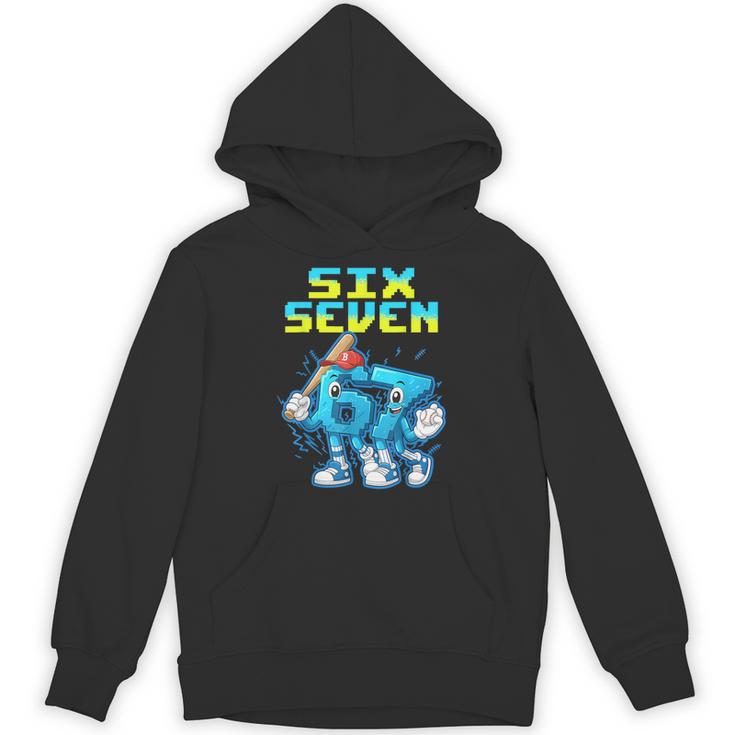 67 Six Seven 6-7 Italian Brainrot Kids Baseball Meme Unisex Hoodie
