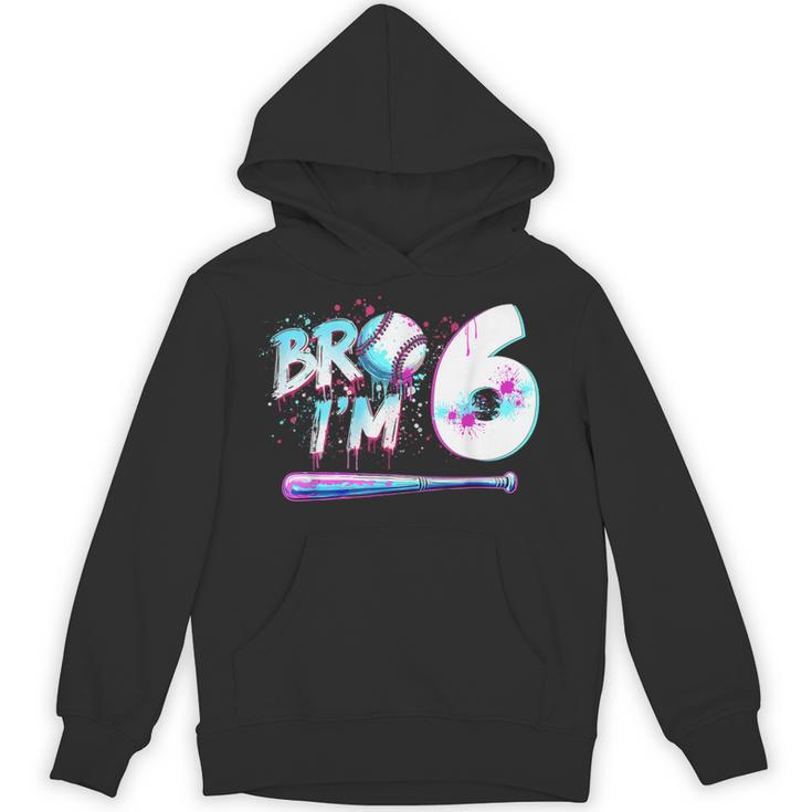 6th Birthday Boy Bro I'm 6 Year Old Baseball Ice Cream Drip Unisex Hoodie