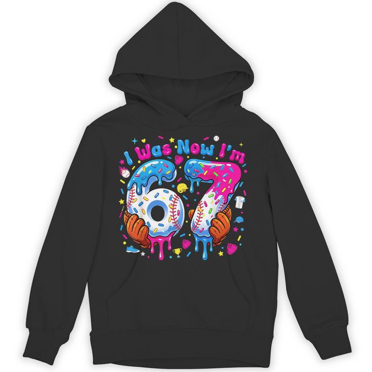 7th Birthday I Was 6 Now I'm 7 Baseball Ice Cream Drip Unisex Hoodie
